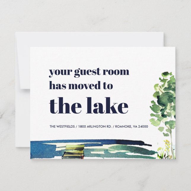 Your Guest Room Has Moved to the Lake New Home Ankündigung (Vorderseite)