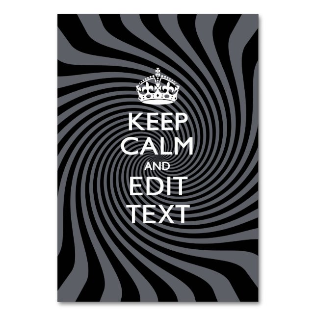 Your Keep Calm Text on Black Swirl Tischnummer (Vorderseite)