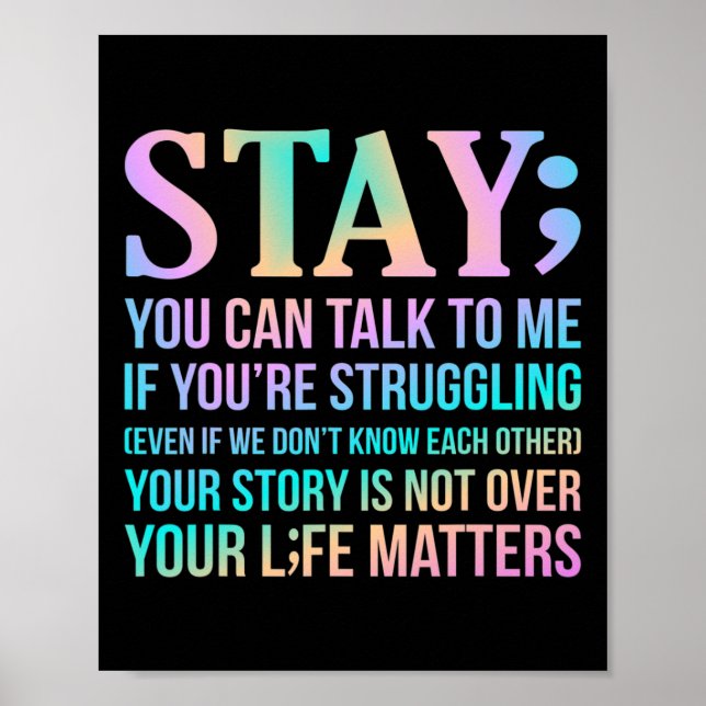 Your Life Matters Happy Suicide Awareness Support Poster (Vorne)