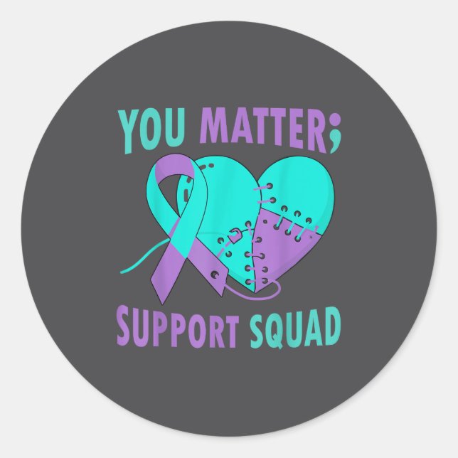 Your Life S Semicolon Suicide Prevention Awareness Runder Aufkleber (Vorderseite)
