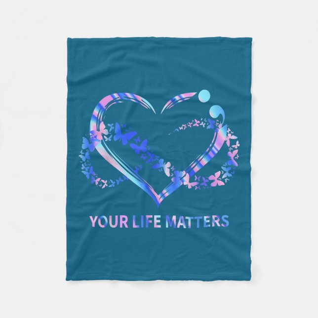 Your Life S Suicide Awareness Butterflies Heart  Fleecedecke (Vorderseite)