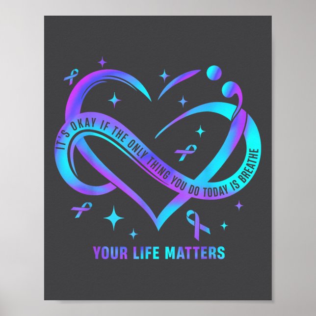 Your Life S Suicide Prevention Teal Purple Heart R Poster (Vorne)