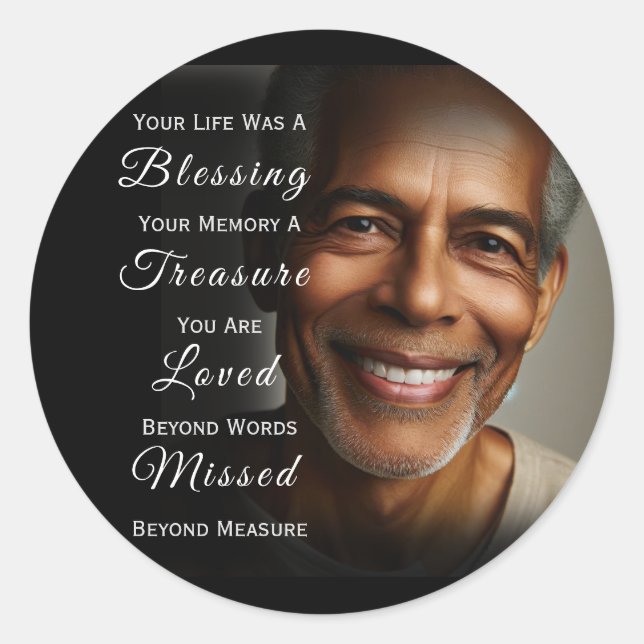 Your Life was a Blessing Photo Memorial Runder Aufkleber (Vorderseite)