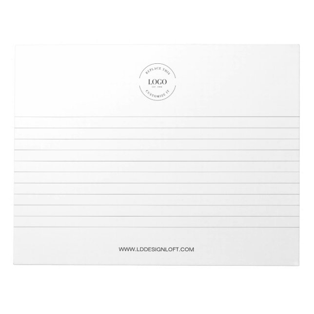 Your Logo and website lined Business promo Custom Notizblock (Vorderseite)