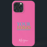 Your Logo/Art/Foto, Name in White Script, Pink Case-Mate iPhone Hülle<br><div class="desc">Personalize with your logo,  Art or Foto and name in white script on pink background.</div>