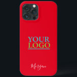 Your Logo/Art/Foto, White Script Name, Red Case-Mate iPhone Hülle<br><div class="desc">Personalize with your logo,  Art or Foto and name in white script on red background.</div>