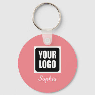 Your Logo/Art/Photo, DIY Script Name, Coral Schlüsselanhänger