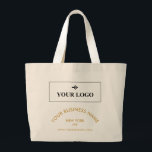 Your Logo Business Name Website Promotional Jumbo Stoffbeutel<br><div class="desc">Promotional tote bag for your small business printed with your logo,  and in golden yellow,  your business name (or your service) in an arch above your location and your website. Printed on both sides!</div>