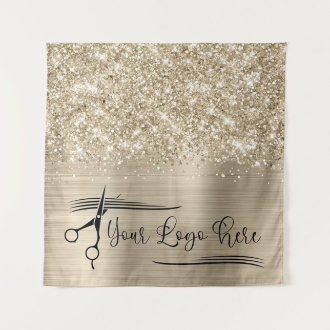 Your Logo Glittery Pale Gold Glam Wandteppich (Vorderseite)