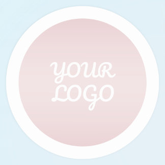 Your Logo & Modern Blush Pink Ombre White Border Runder Aufkleber