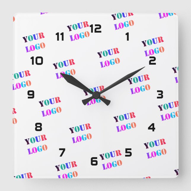 Your Logo Photo Business Promotional Personalized  Quadratische Wanduhr (Vorderseite)