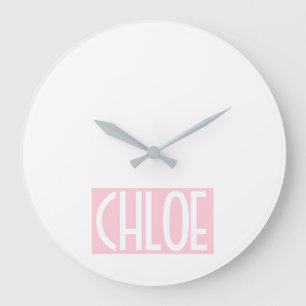 Your Name   Bold White Text on Light Pink Große Wanduhr