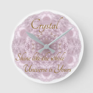 Your Name Custom Crystal Rose Quartz Runde Wanduhr