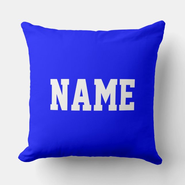 YOUR NAME Fun Athletic Text On Bright Royal Blue Kissen (Vorderseite)