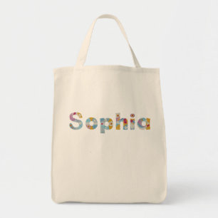 Your name in artsy floral letters / Sophia Tote Ba Tragetasche