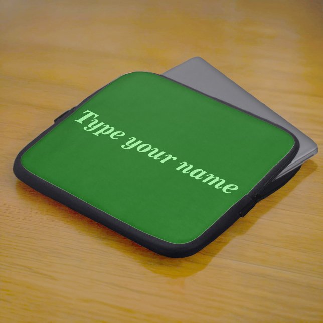 Your Name on Green Laptop Sleeve (Green laptop sleeve with your name)