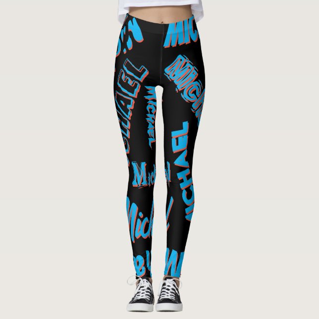 Your name pattern monogram blue red black colour leggings (Vorderseite)