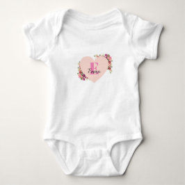 YOUR NAME/TEXT/ Pink Floral Monogram Bodysuit Baby Strampler