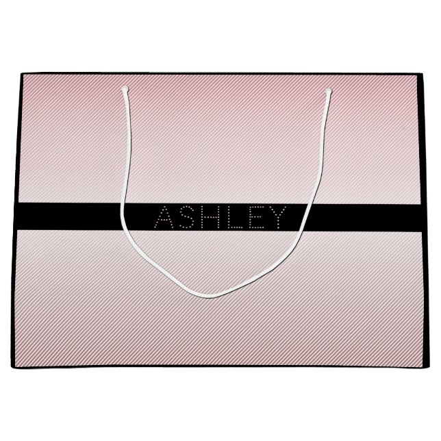 Your Name Thin Rose Schatten & White Stripes Große Geschenktüte (Vorderseite)