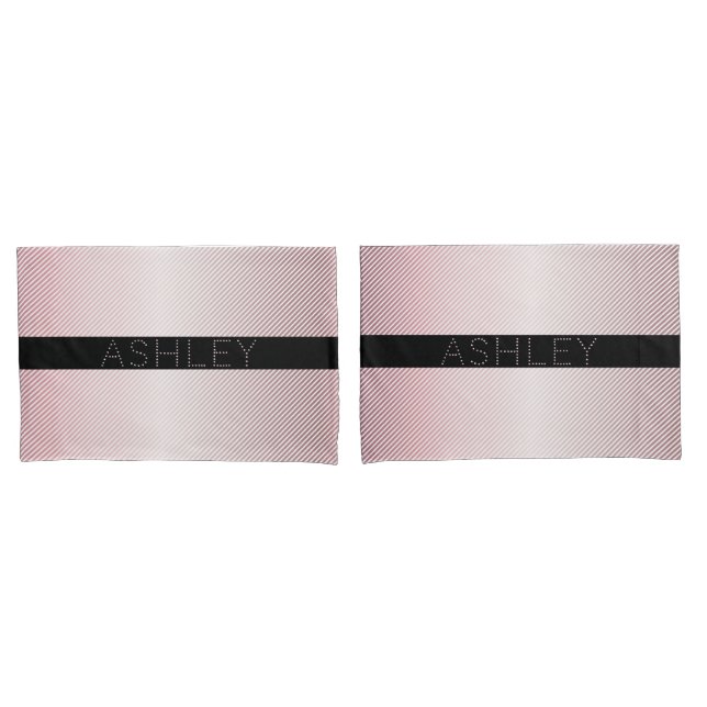 Your Name Thin Rose Schatten & White Stripes Kissenbezug (Vorderseite-Set)