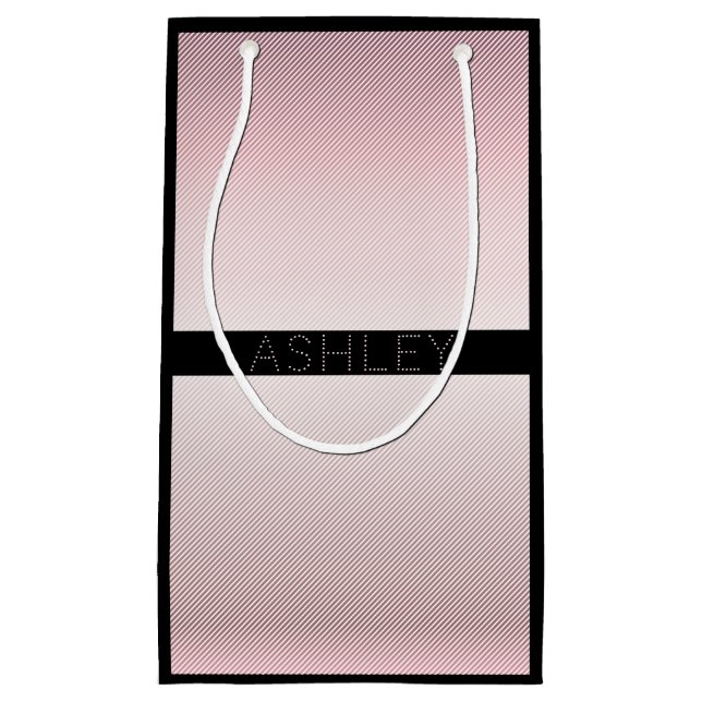 Your Name Thin Rose Schatten & White Stripes Kleine Geschenktüte (Vorderseite)