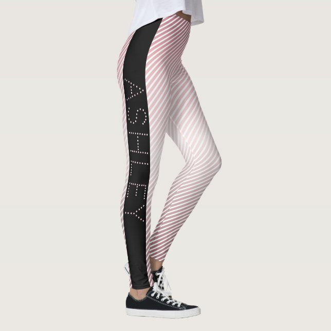 Your Name Thin Rose Schatten & White Stripes Leggings (Rechts)