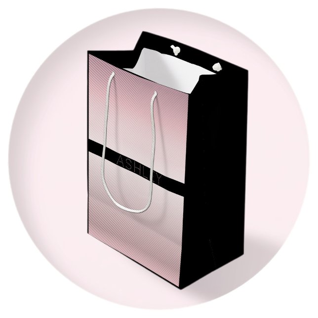 Your Name Thin Rose Schatten & White Stripes Mittlere Geschenktüte (Von Creator hochgeladen)