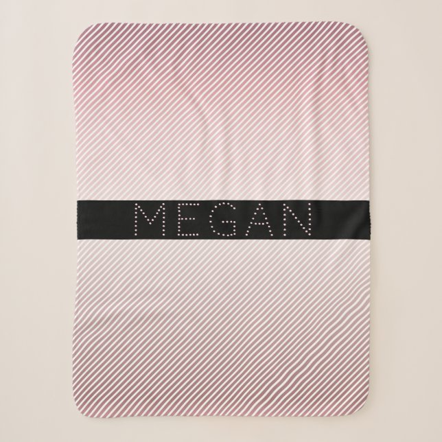 Your Name Thin Rose Schatten & White Stripes Sherpadecke (Vorderseite)