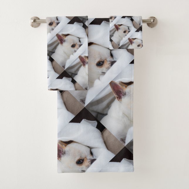 Your pet dog puppy custom photo chihuahua pattern badhandtuch set (Insitu)
