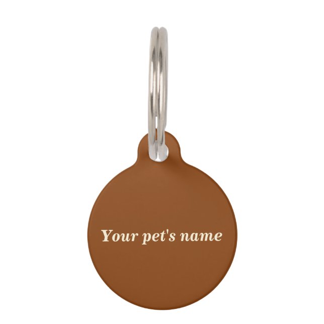 Your Pet’s Name on Brown Round Pet Tag Haustiermarke (Vorderseite)