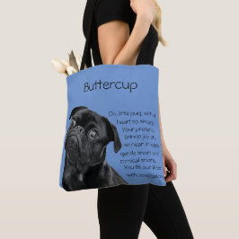 Your Photo and words Black Pug Puppy with Poem Tasche