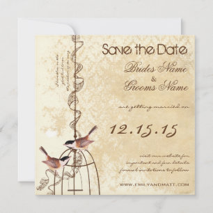 Your Photo Damask Bird Cage Wedding Save the Date