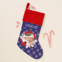 Your Photo Santa Baby Snowflake & Blue Background
