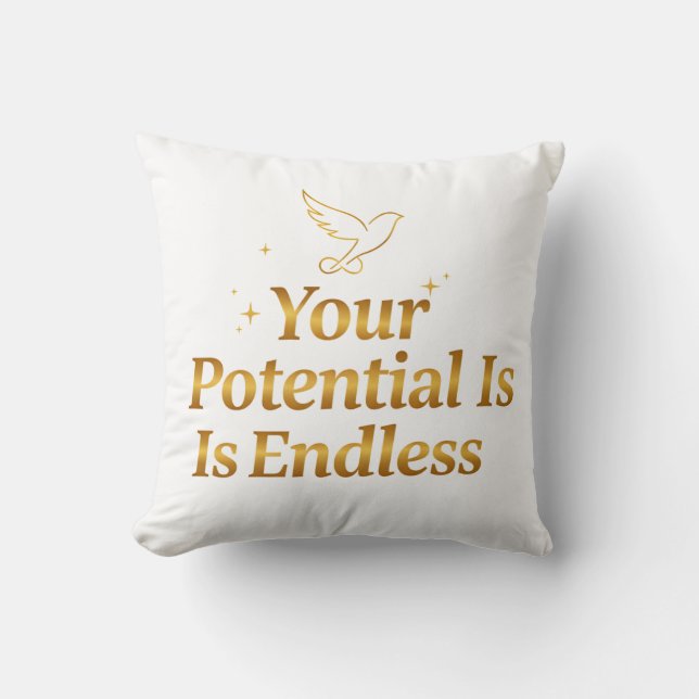 Your Potential Is Endless Dove Gold Motivation Kissen (Vorderseite)