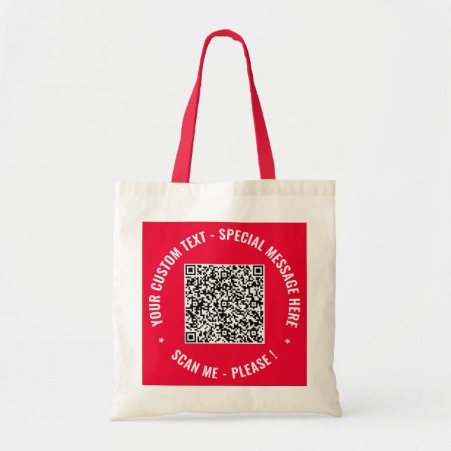 Your QR Code and Custom Text Tote Bag Example Tragetasche (Vorne)