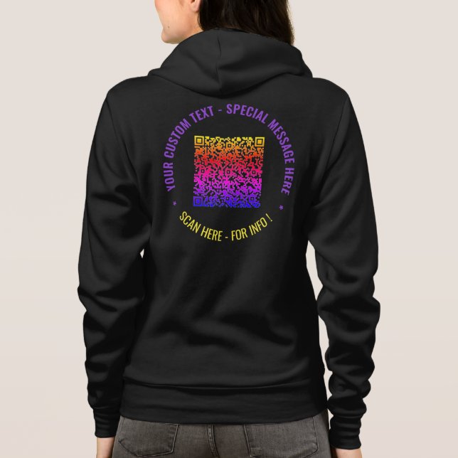 Your QR Code Hoodie Example Custom Text and Colors (Rückseite)