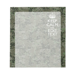 Your Text Digital Camouflage Olive Green Keep Calm Notizblock