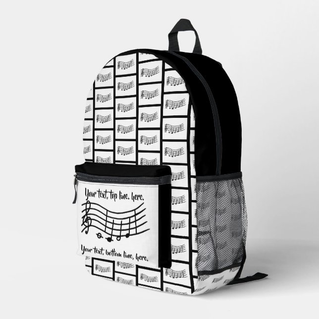 Your text on custom music notes backpacks. bedruckter rucksack (Rückseitige Ecke Rechts)