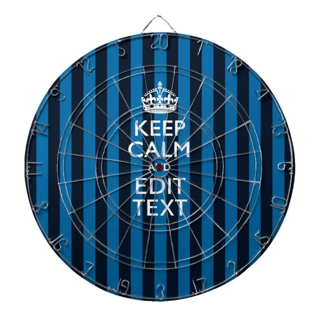 Your Text on Keep Calm Blue Stripes Style Dartscheibe (vorne)