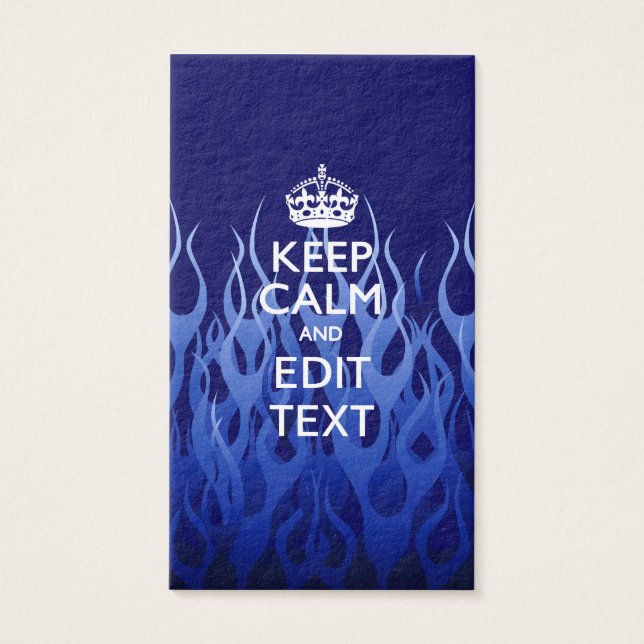 Your Text on Keep Calm on Blue Racing Flames (Vorderseite)