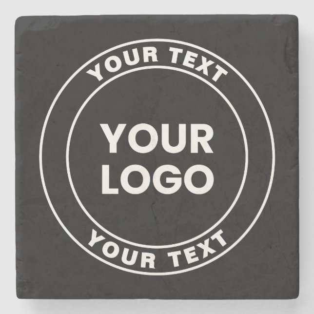 Your Uploaded Logo + Bold Circular Text  Steinuntersetzer (Vorderseite)