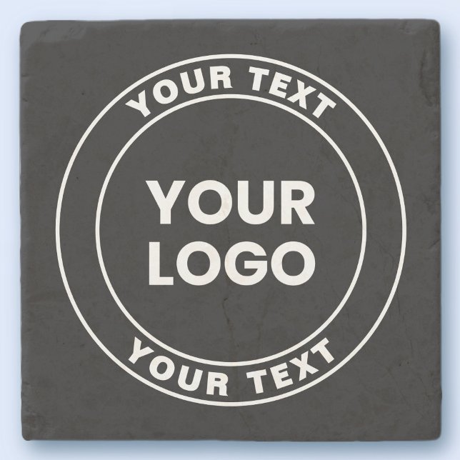 Your Uploaded Logo + Bold Circular Text  Steinuntersetzer (Von Creator hochgeladen)
