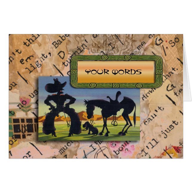 Your Words on retro Cowboy Cartoon (Vorderseite (Horizontal))