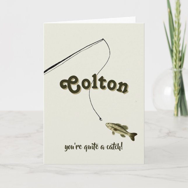 You're a Catch Green Fishing Valentine's Card Karte (Vorderseite)