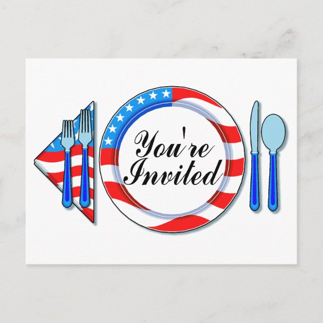 Youre Invited (Red White Blue) Einladungspostkarte (Vorderseite)