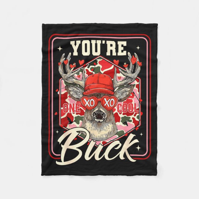 You're One Cool Buck Camouflage Valentine's Day Hu Fleecedecke (Vorderseite)