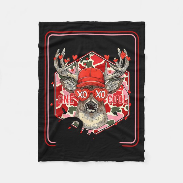 You're One Cool Buck Camouflage Valentine's Day Hu Fleecedecke (Vorderseite)