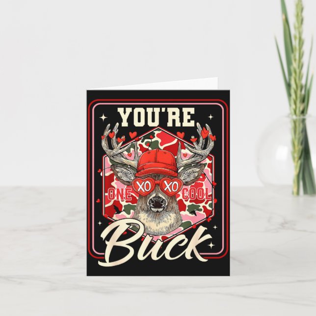 You're One Cool Buck Camouflage Valentine's Day Hu Karte (Vorderseite)