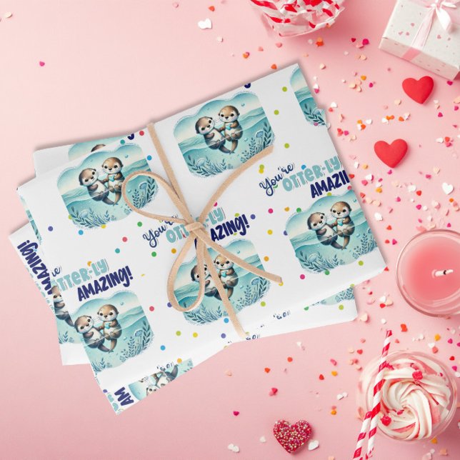 You're Otterly Amazing cute otter Valentine Geschenkpapier Set (Von Creator hochgeladen)