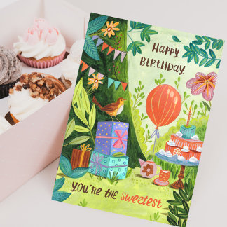 You're the Sweetest Birthday Cake Garden Party Karte